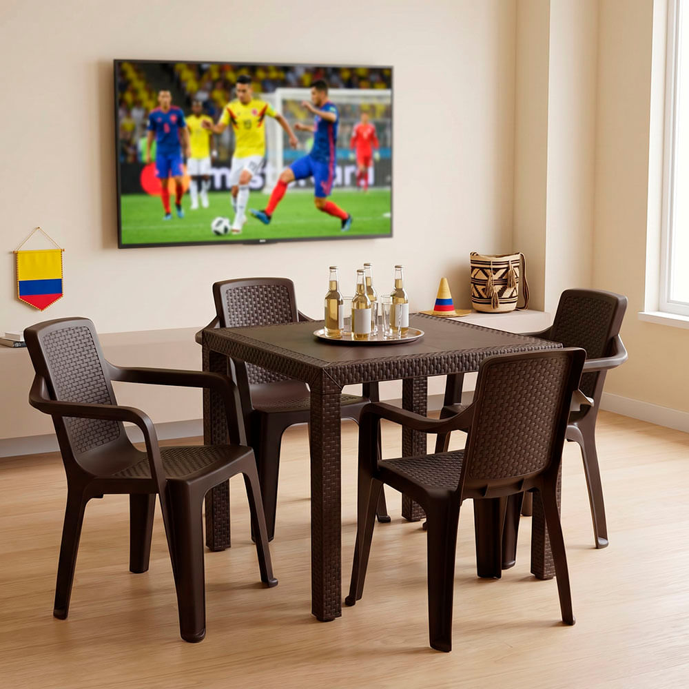 Combo Comedor Eterna, 1 Mesa, 4 Sillas Con Brazos - imagen 1