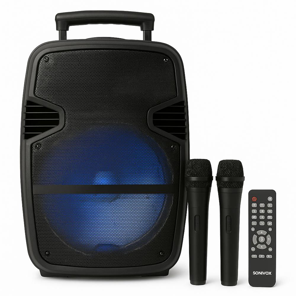 Cabina Parlante Activa Sonivox 15 Pulgadas Recargable + Tripode + 2 Microfonos - imagen 1