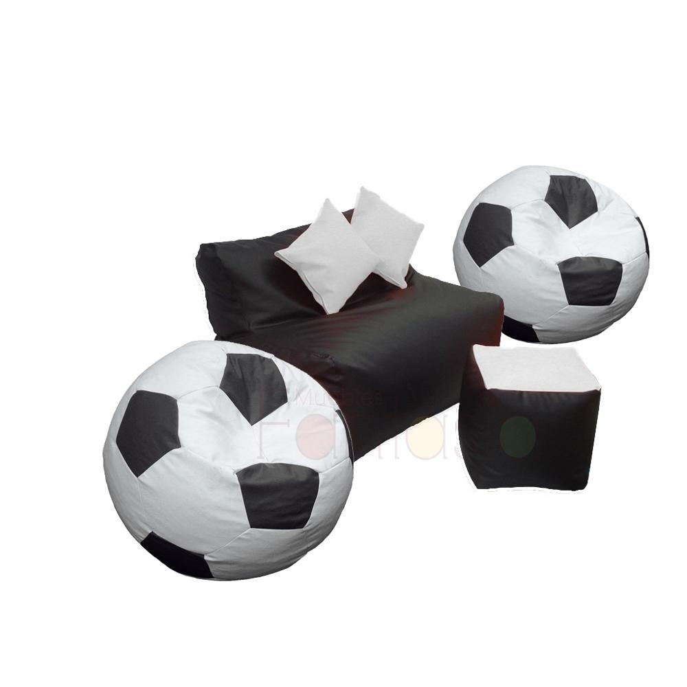 Sala Puff Balones Cuerotex Blanco/Negro Muebles Fantasia - imagen 1