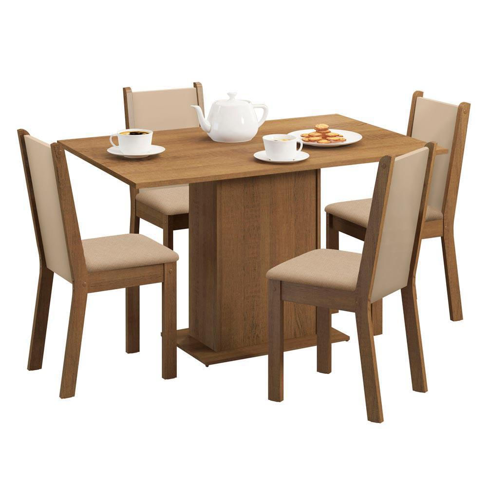 Juego De Comedor Talita Con 4 Sillas Marrón/Crema/Beige - imagen 1