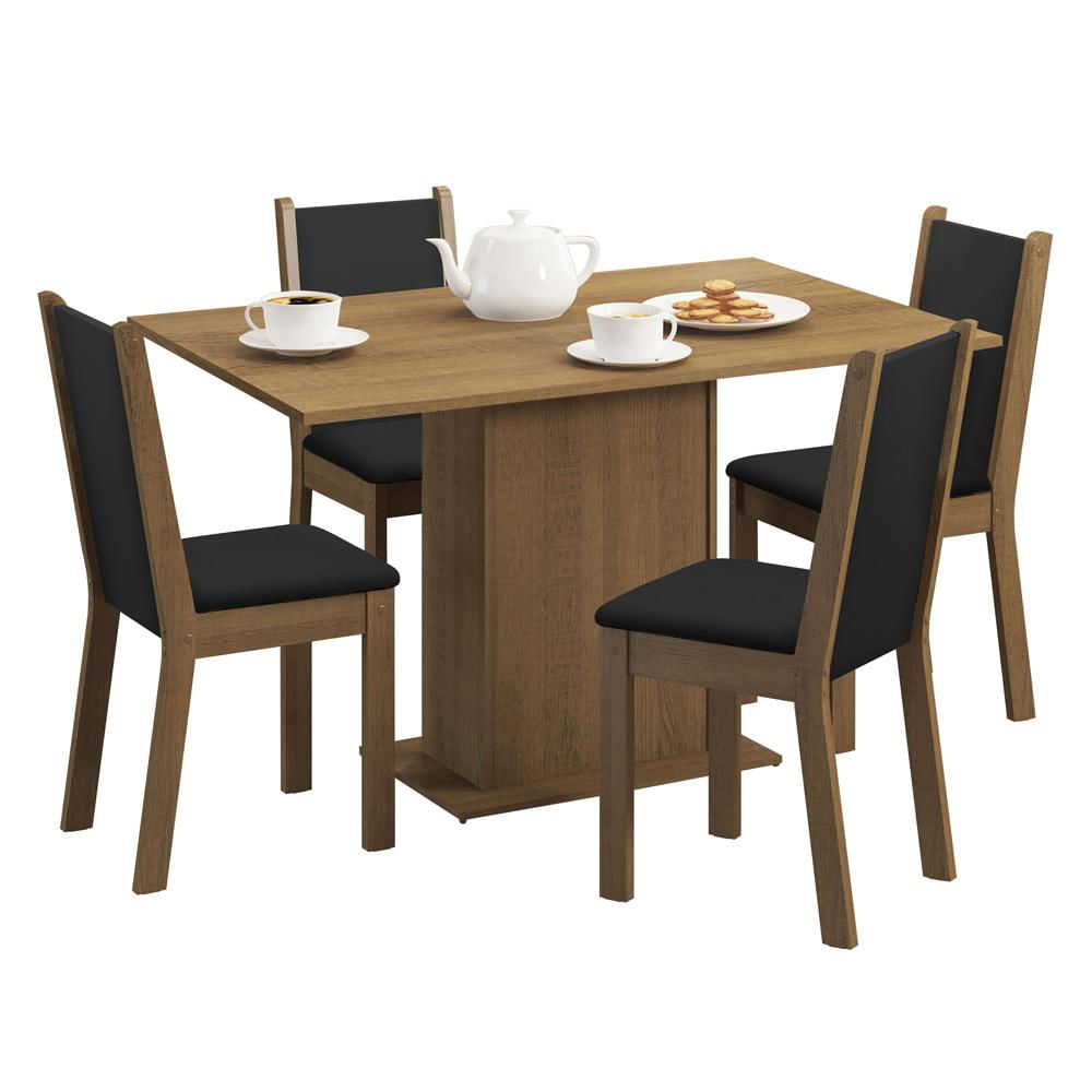 Juego De Comedor Talita Con 4 Sillas Marrón/Negro - imagen 1