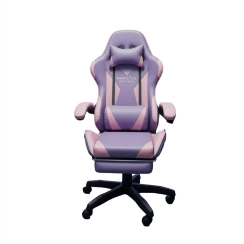 Silla Gamer Vibracion Lumbar Lial Rosa + Reposapies - imagen 1