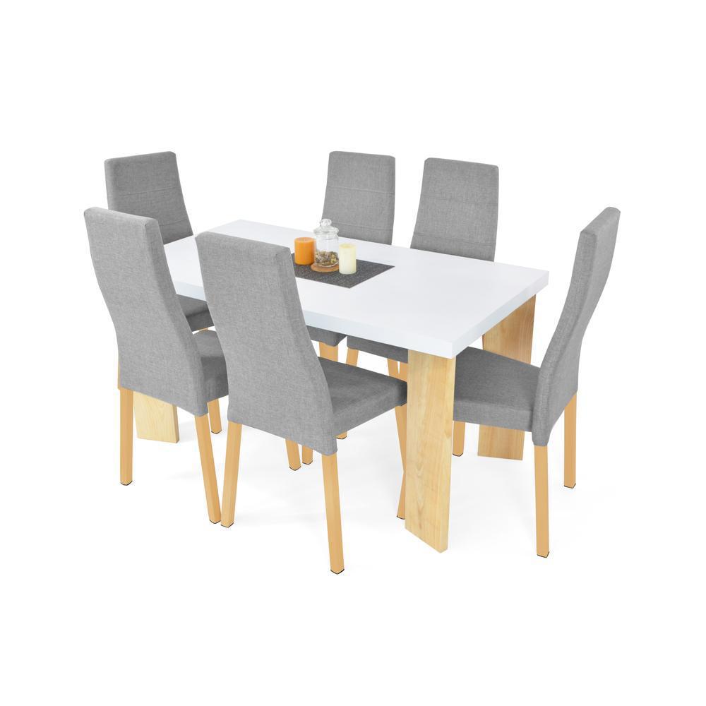 Comedor 6 Puestos Sevilla Con Sillas Cairo Plata En Tela - imagen 1