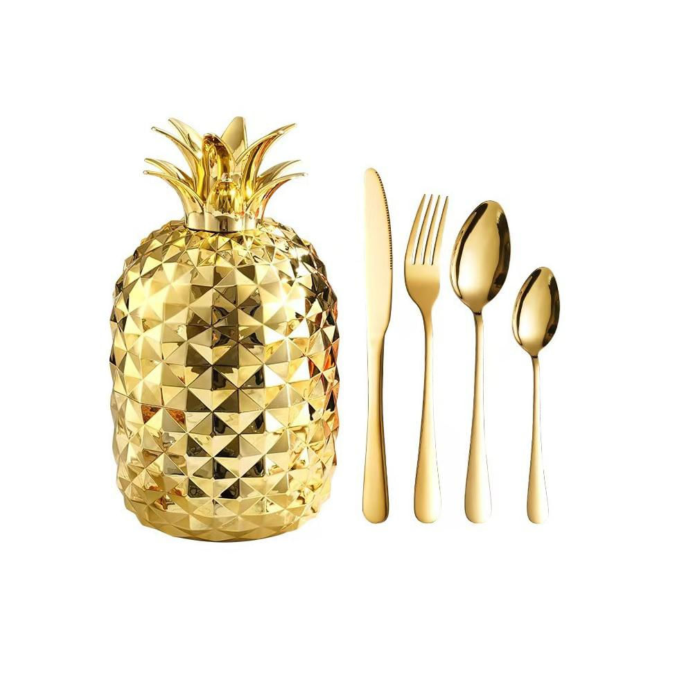 Juego De Cubiertos Estuche Piña 24 Piezas Acero Inoxidable - imagen 1