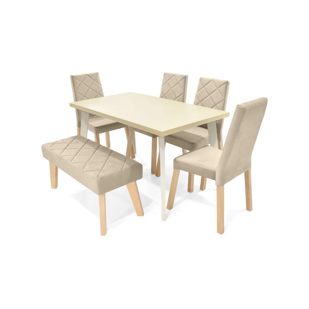 Comedor Liverpool 6 Puestos Y Butaco Tela Taupe - imagen 1