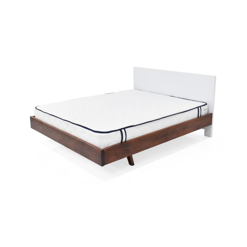 Cama Lanus Queen Blanco Caramelo + Colchón Versalles - imagen 1