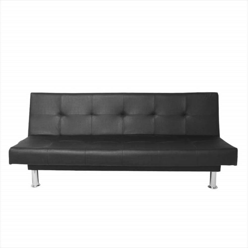 Sofa Cama Basic 3 Puestos Ecocuero Negro - imagen 1