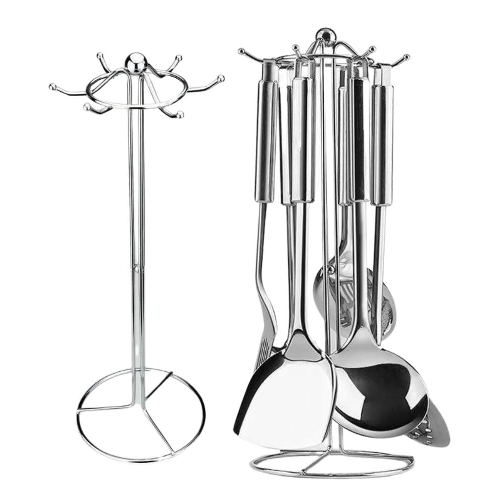 Utensilios De Cocina En Acero Inoxidable 6 Piezas Base Incluida - imagen 1