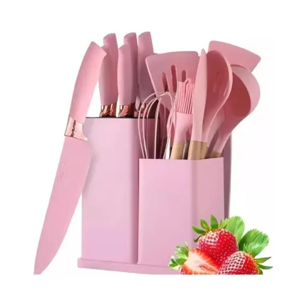 Juego De Utensilios De Cocina De Silicona 12 Piezas Con Mango De Madera Y Soporte - imagen 1