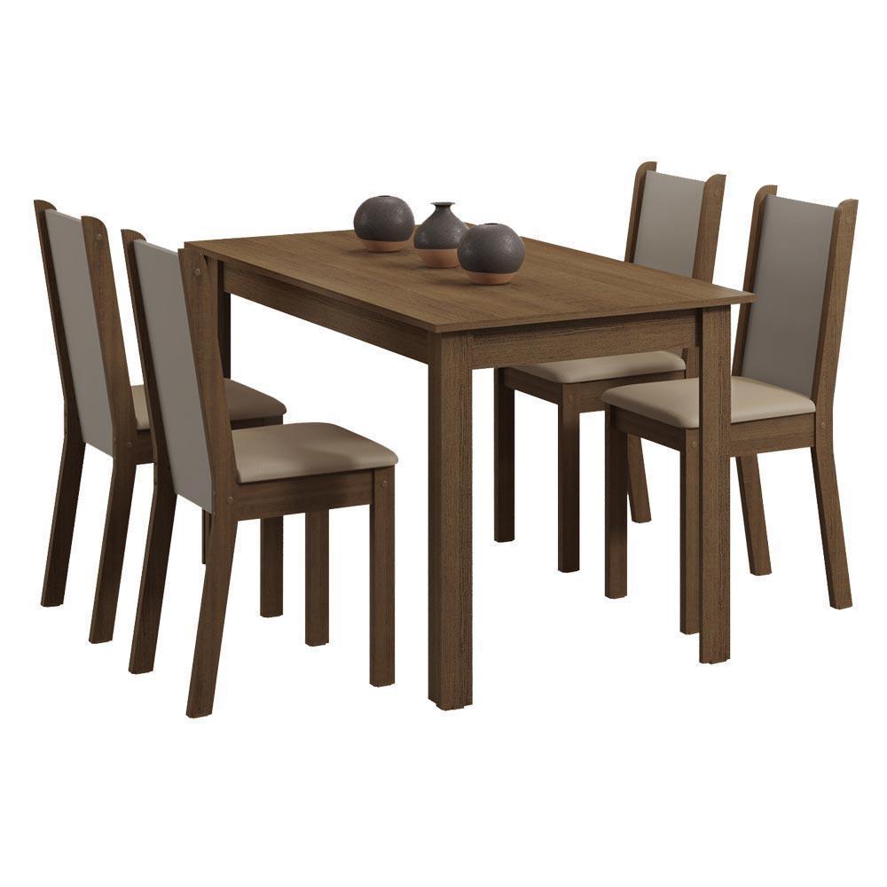 Juego De Comedor Bea Con 4 Sillas Marrón/Crema/Beige - imagen 1