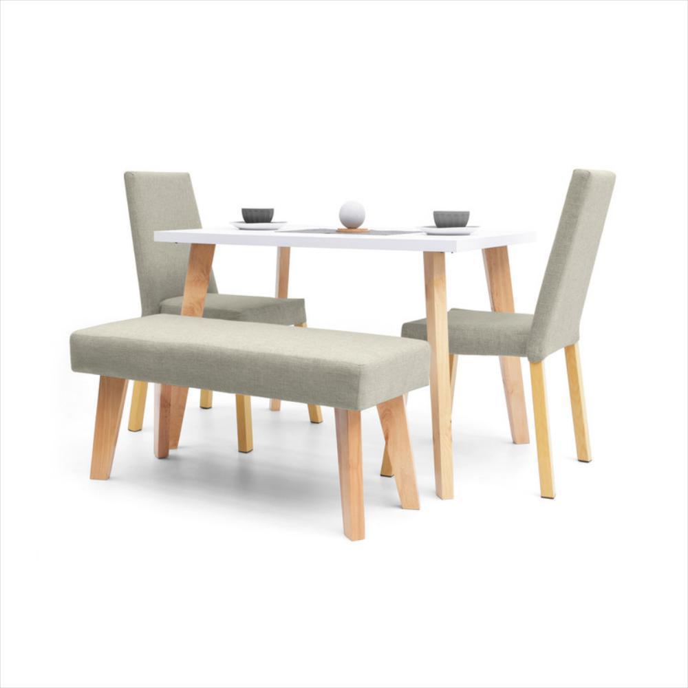Set Comedor 4 Puestos Oregon Tela Taupe 2 Viena + Banca - imagen 1