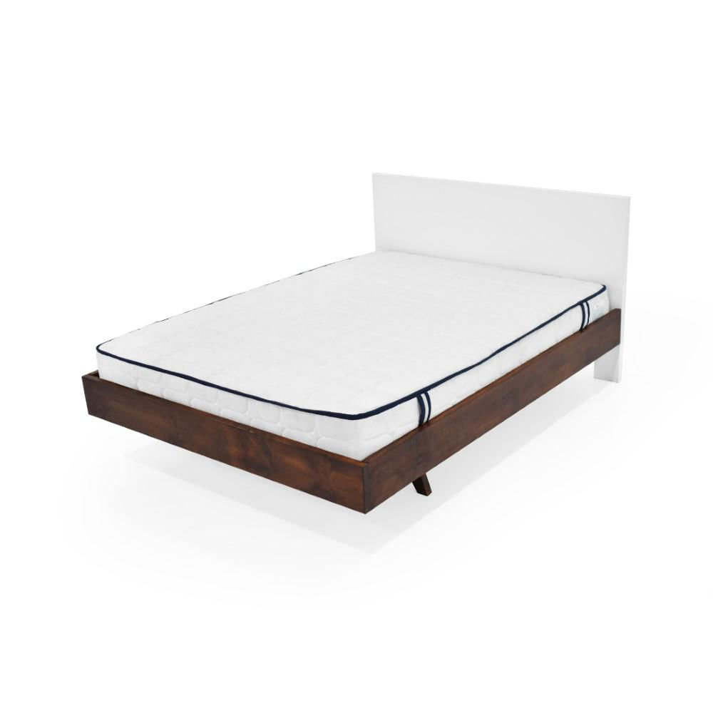 Cama Lanus Doble Blanco Caramelo + Colchón Versalles - imagen 1