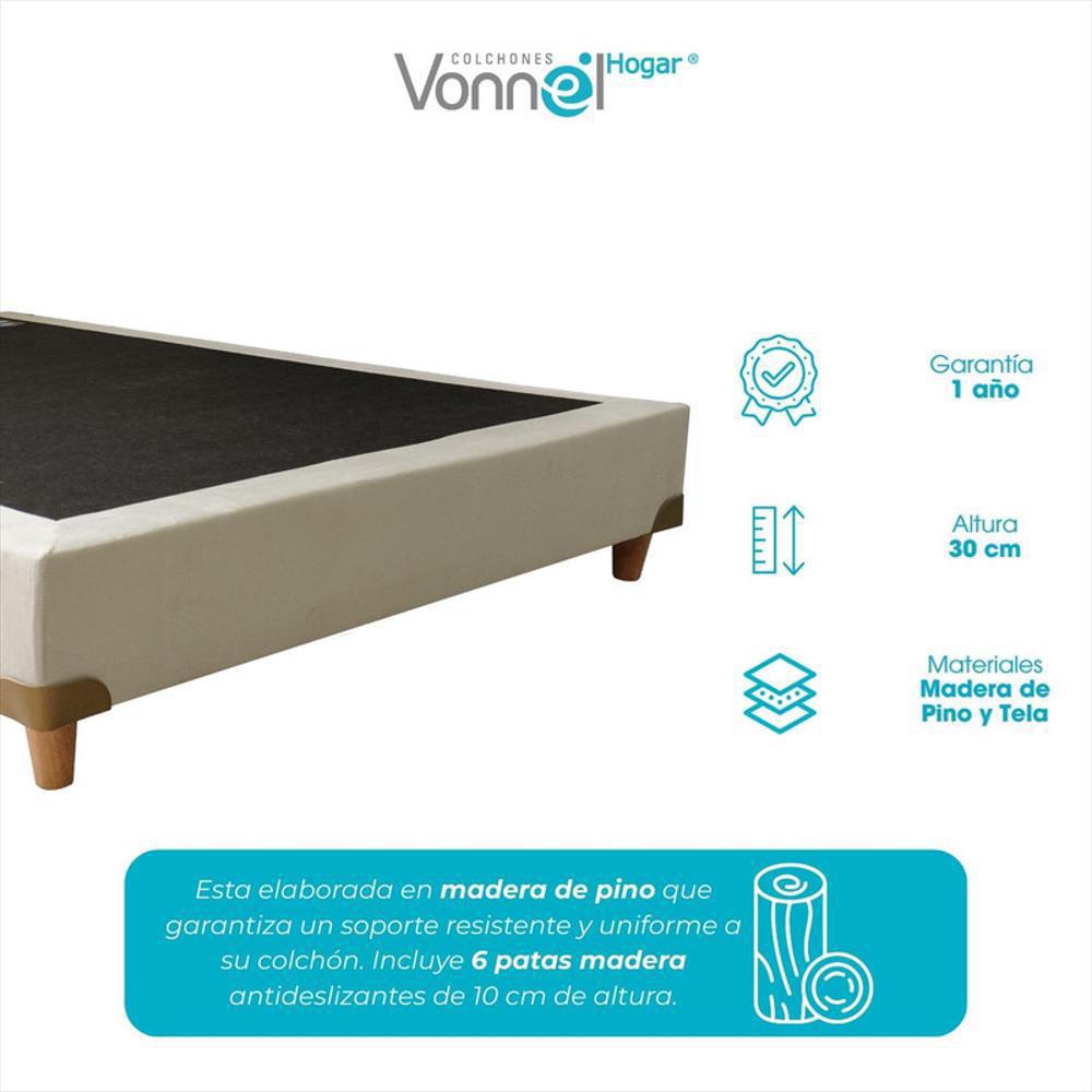 Base Cama Pata Madera 120X190x20 Arena - imagen 1