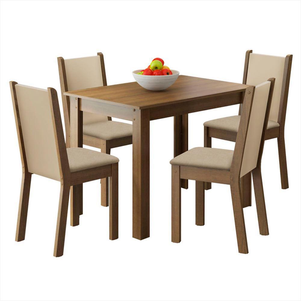 Juego De Comedor Cintia Con 4 Sillas Marron/Crema/Beige - imagen 1