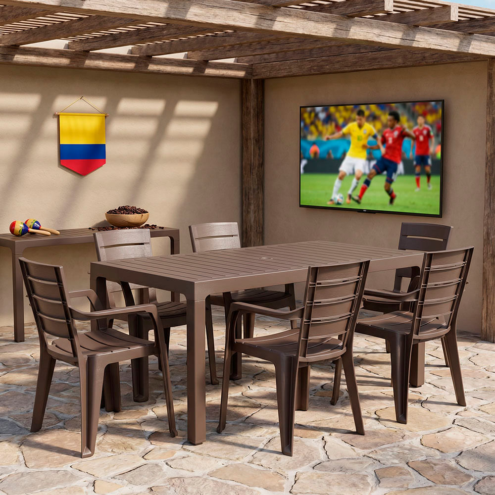 Combo Comedor Familiar Barú, 1 Mesa, 6 Sillas Con Brazos - imagen 1