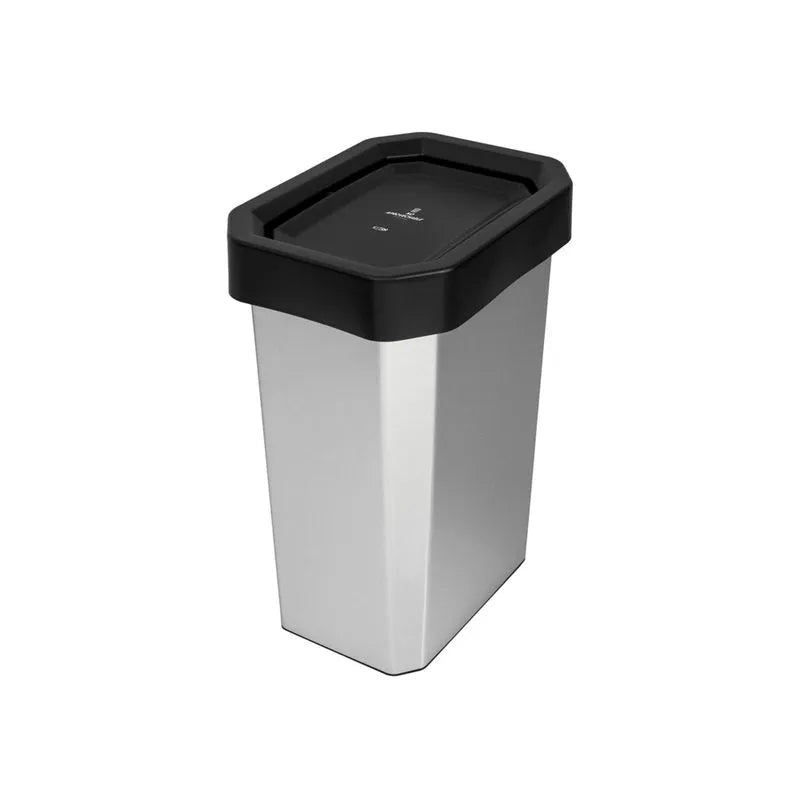 Papelera Vaivén 10 Litros Color Metal Tapa Negra / Estra - imagen 1