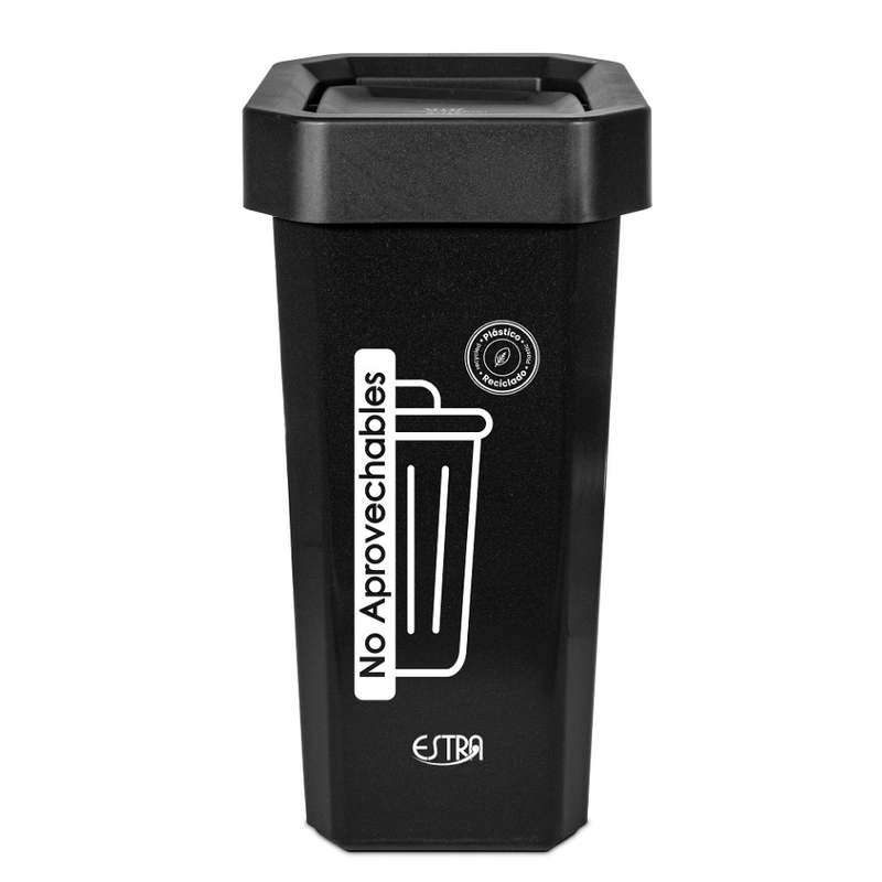 Papelera Vaivén Ecobins 53 Litros Material Reciclado Negro - imagen 1