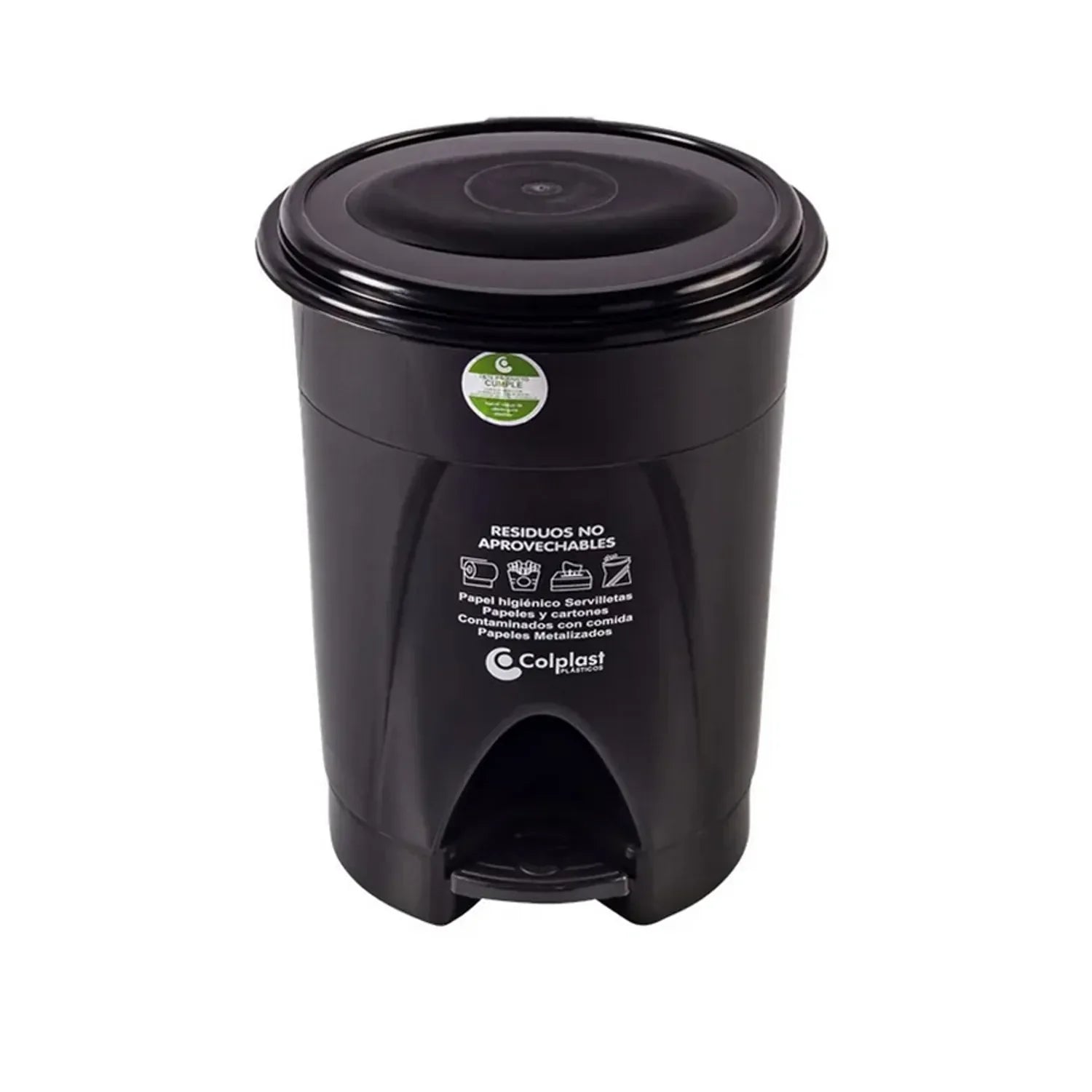 Papelera Pedal Redonda 25 Litros Negra / Colplast - imagen 1