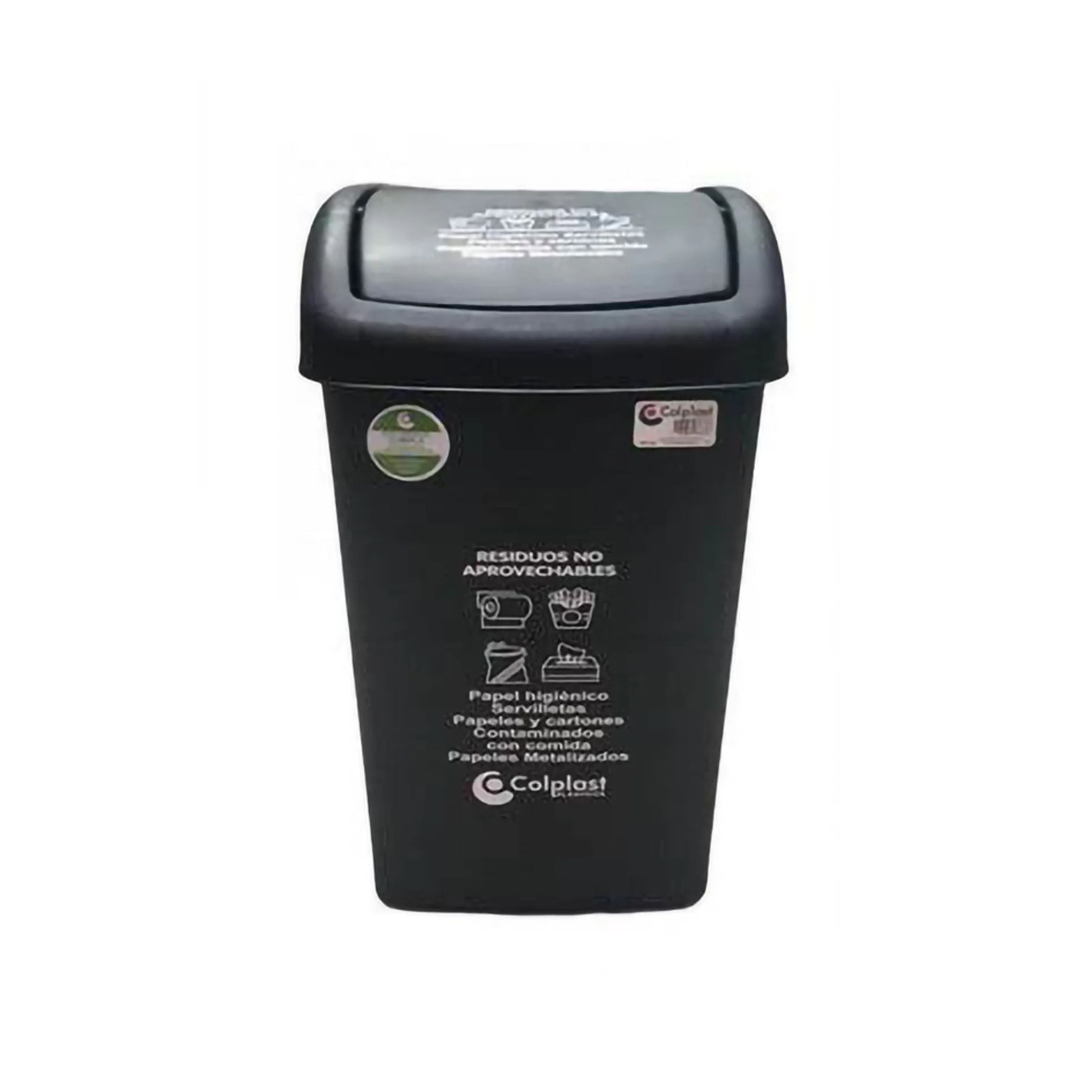 Papelera Plana 36 Litros Negro / Colplast - imagen 1