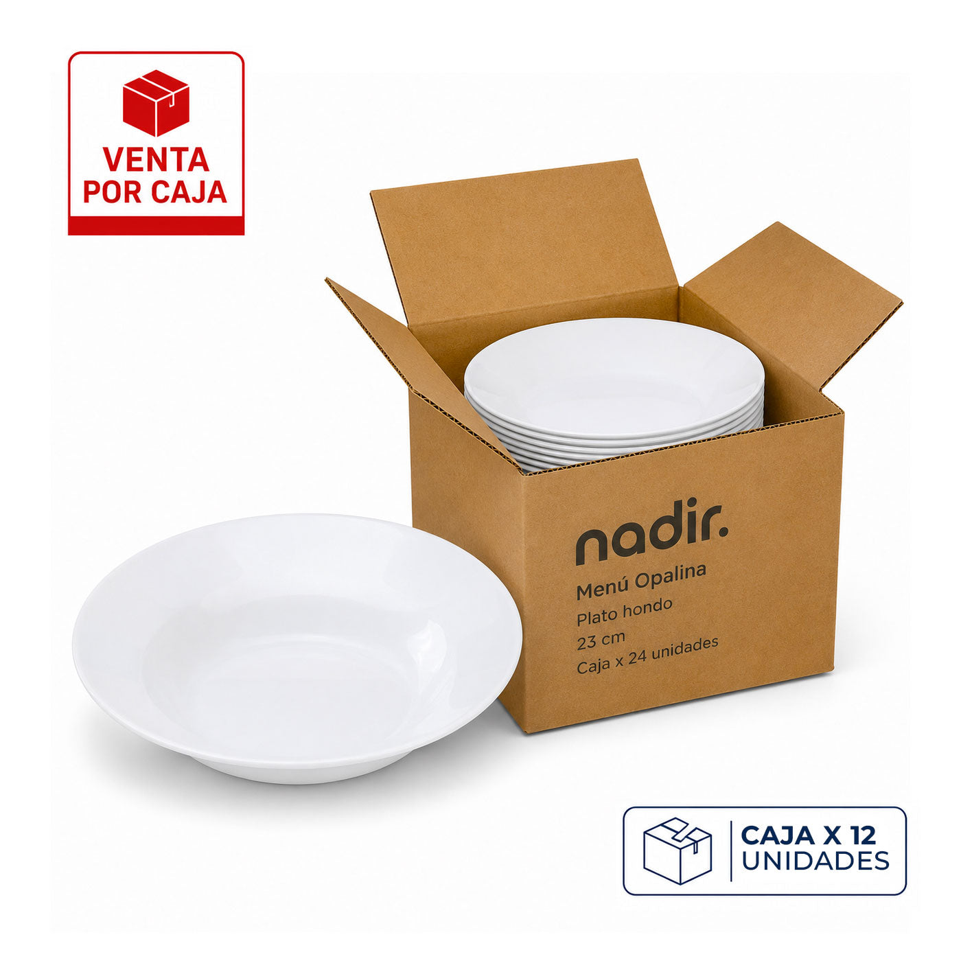 Caja x 24 Platos Hondos 23 cm Menú Opaline / Nadir - imagen 1