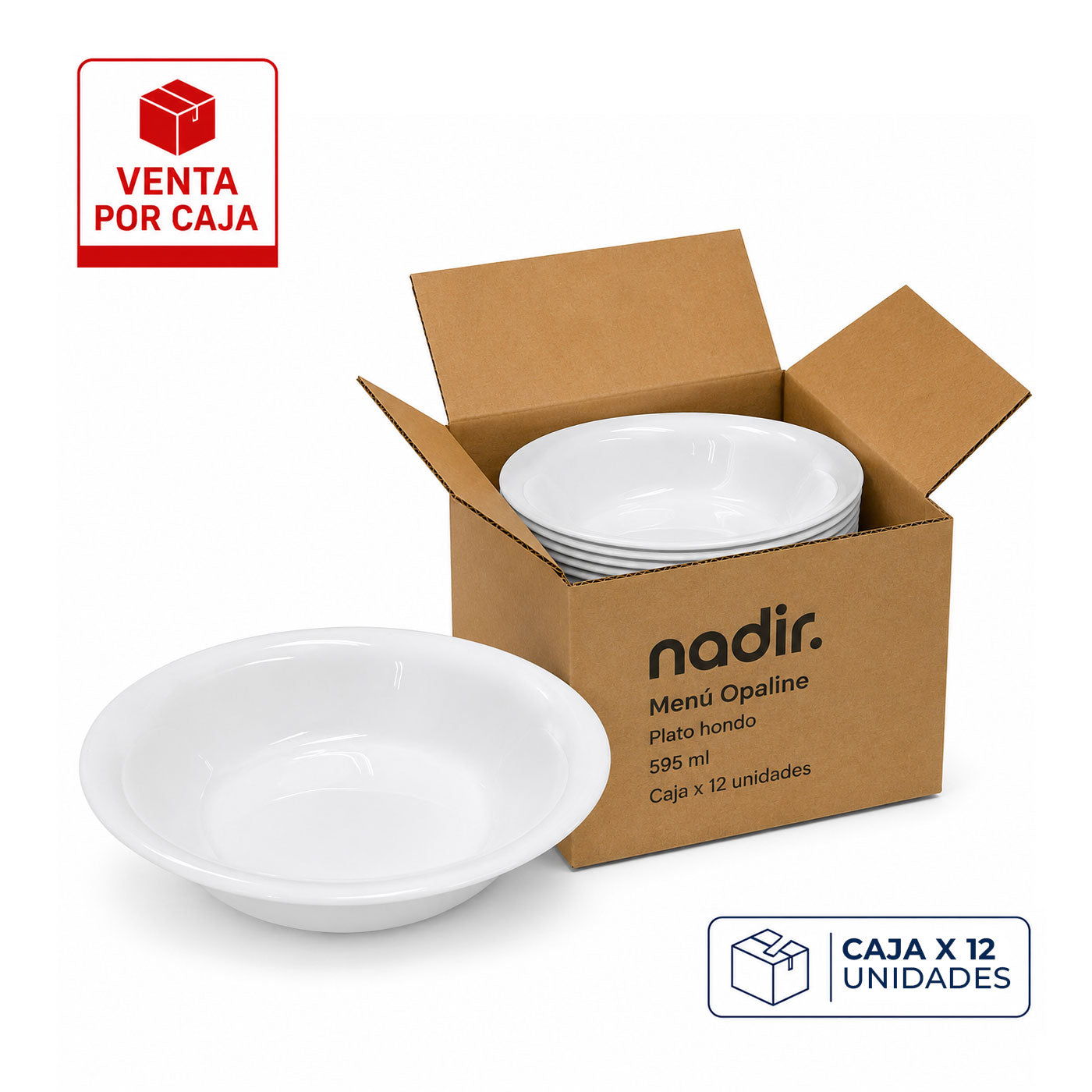 Caja x 12 Platos Hondos 595 ml Menú Opaline / Nadir - imagen 1
