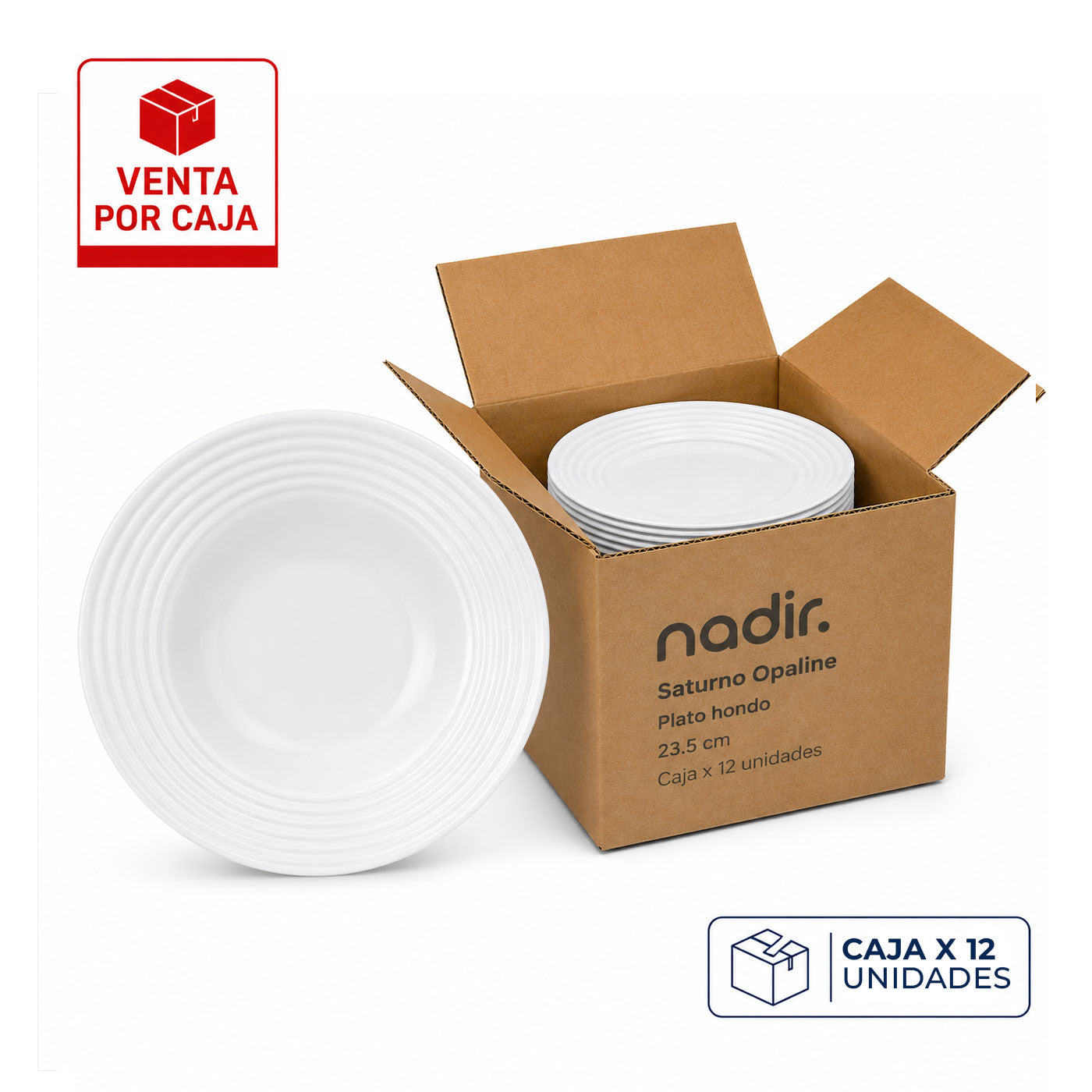 Caja x 12 Platos Semi Hondos 23.5 cm Saturno Opaline / Nadir - imagen 1