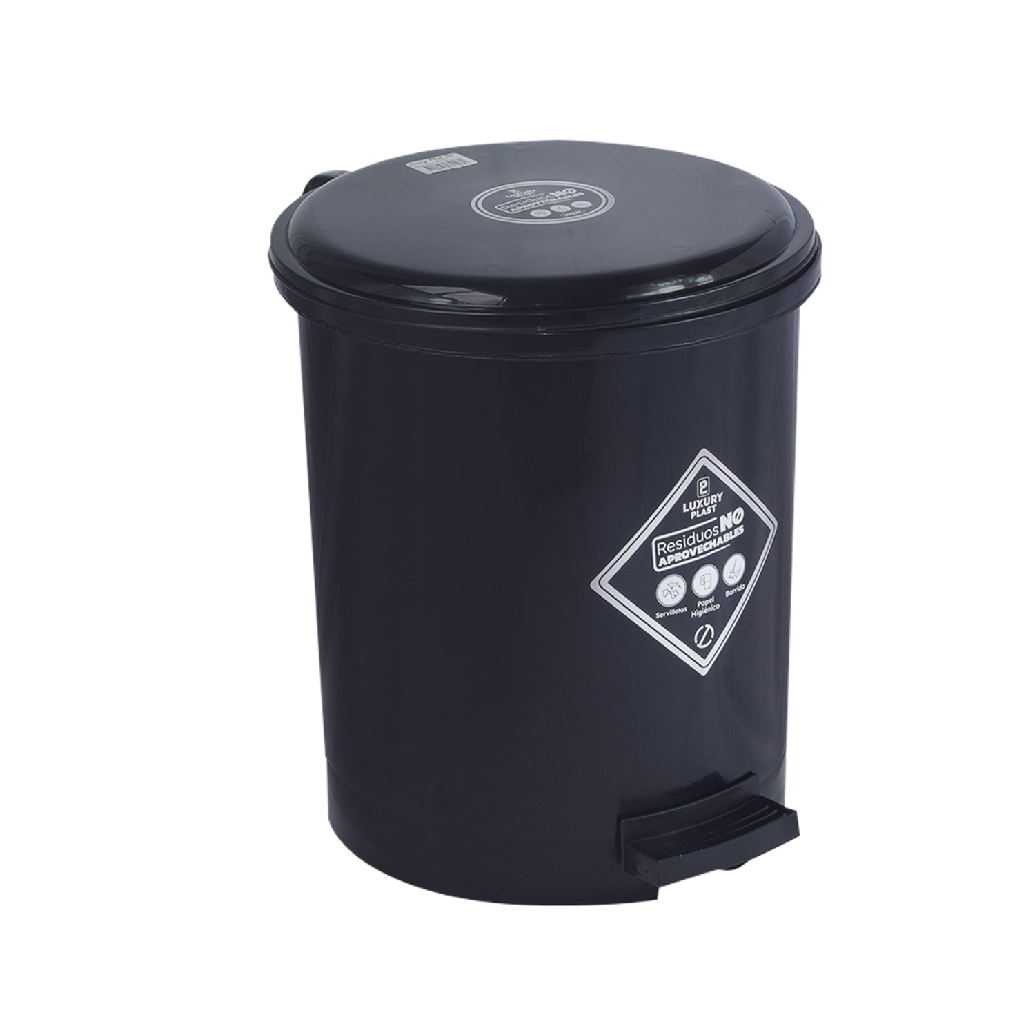 Papelera Pedal Redonda 13 litros Negra / Luxury Plast - imagen 1