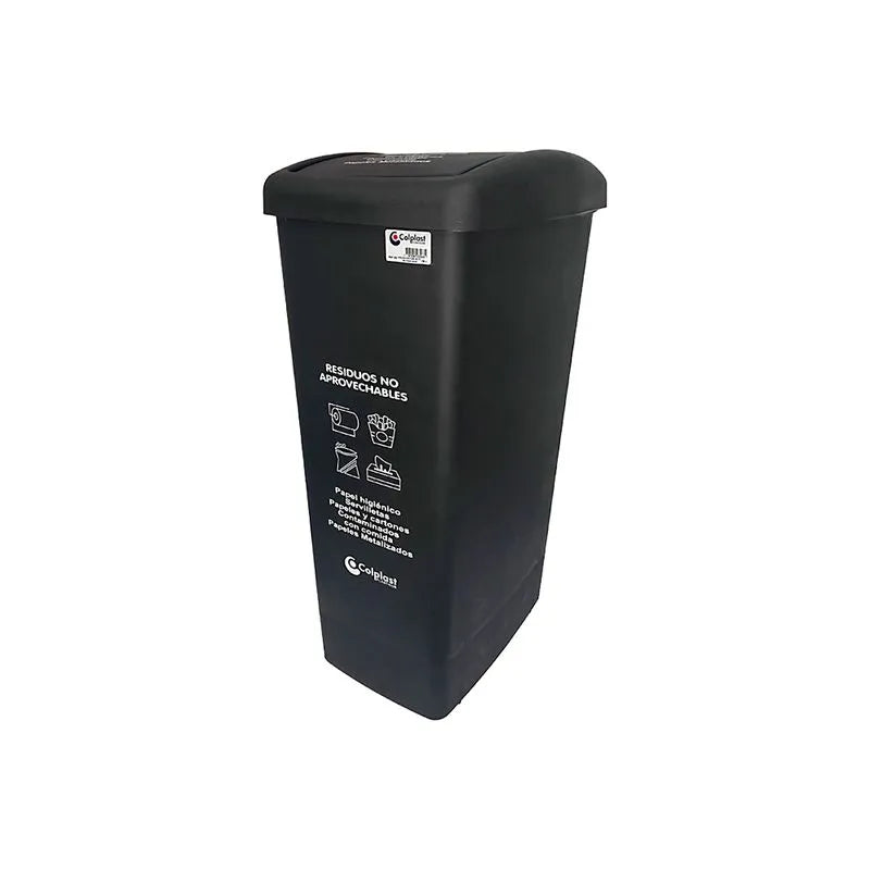 Papelera Vaiven Tapa Plana Negra 55 Litros / Colplast - imagen 1