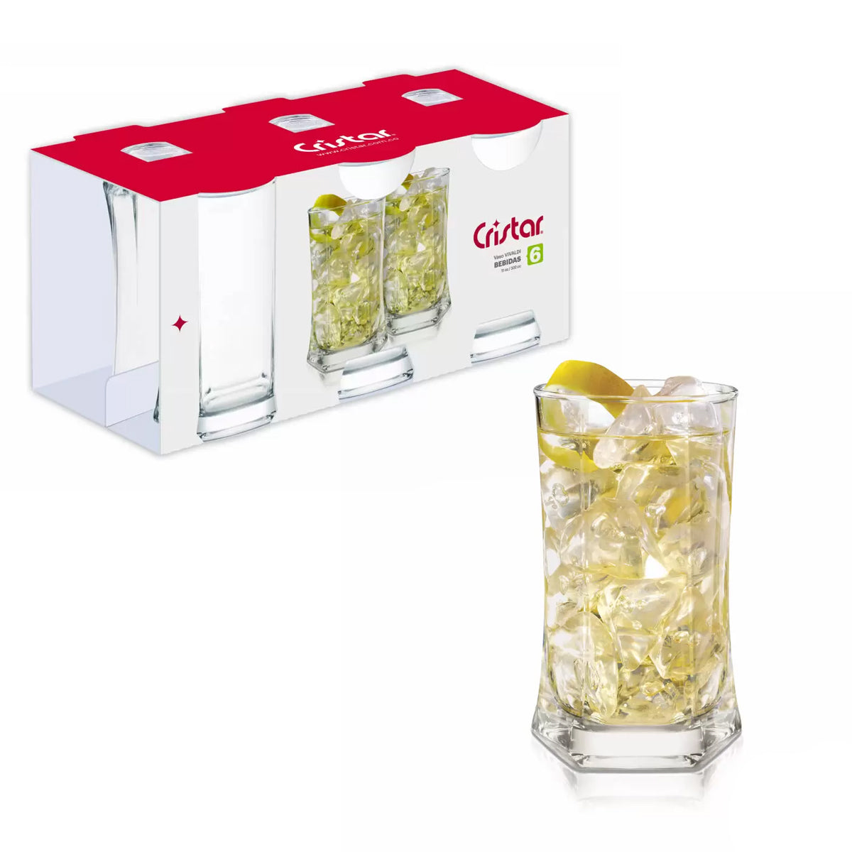 Set x 6 Vasos Vivaldi Bebidas / Cristar - imagen 1
