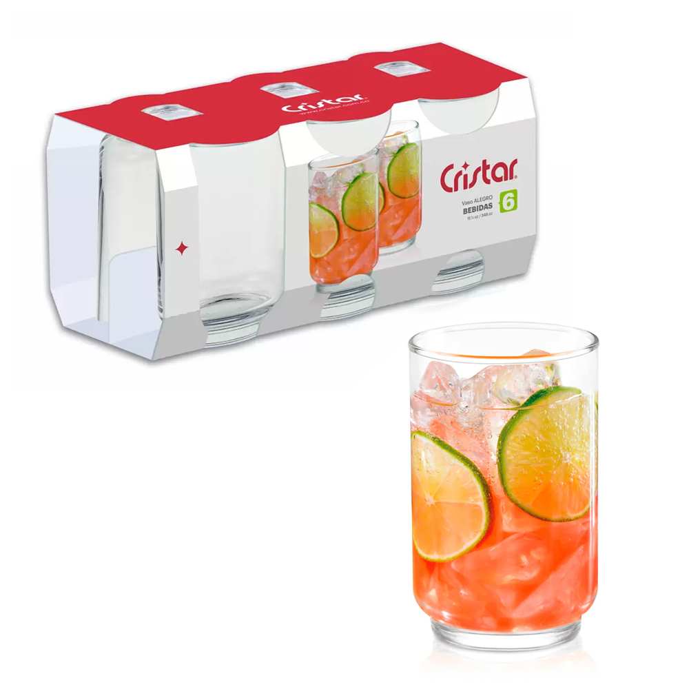 Set x 6 Vasos Alegro Bebidas 348 ml / Cristar - imagen 1