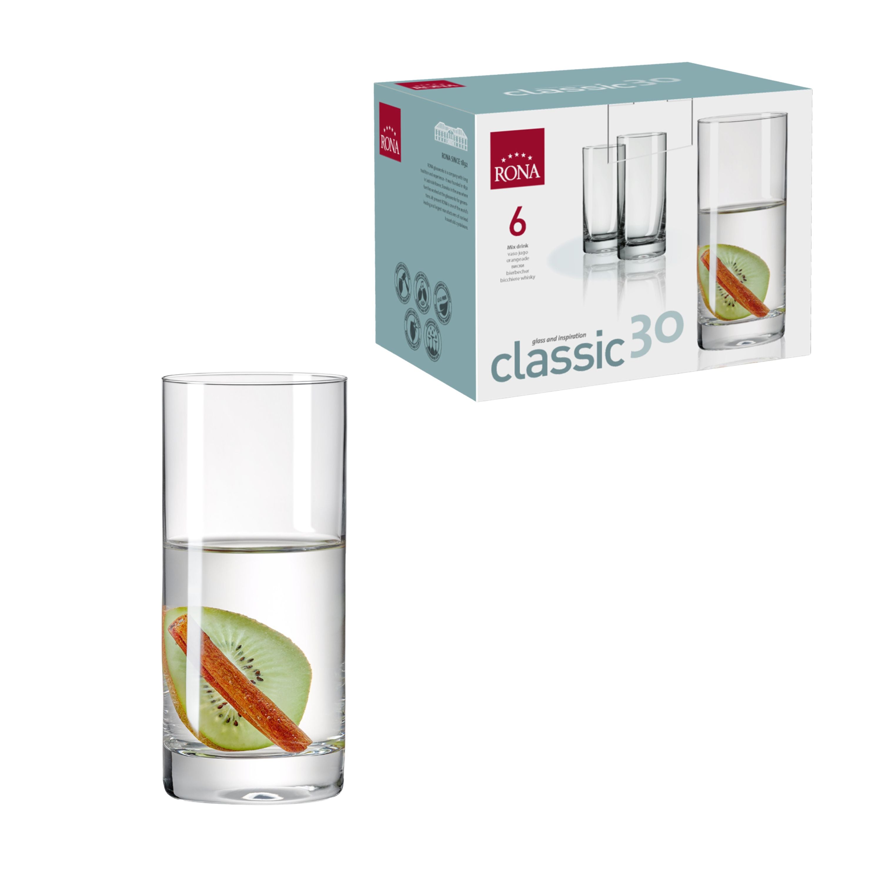 Set x 6 Vasos Bebidas 10 oz Classic / Rona - imagen 1