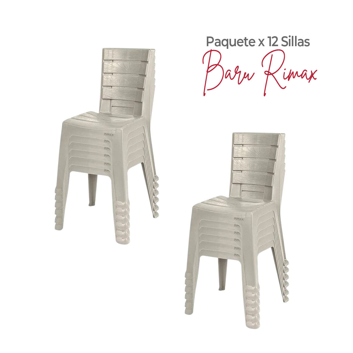 Paquete x 12 Sillas Sin Brazos Barú Taupe / Rimax - imagen 1