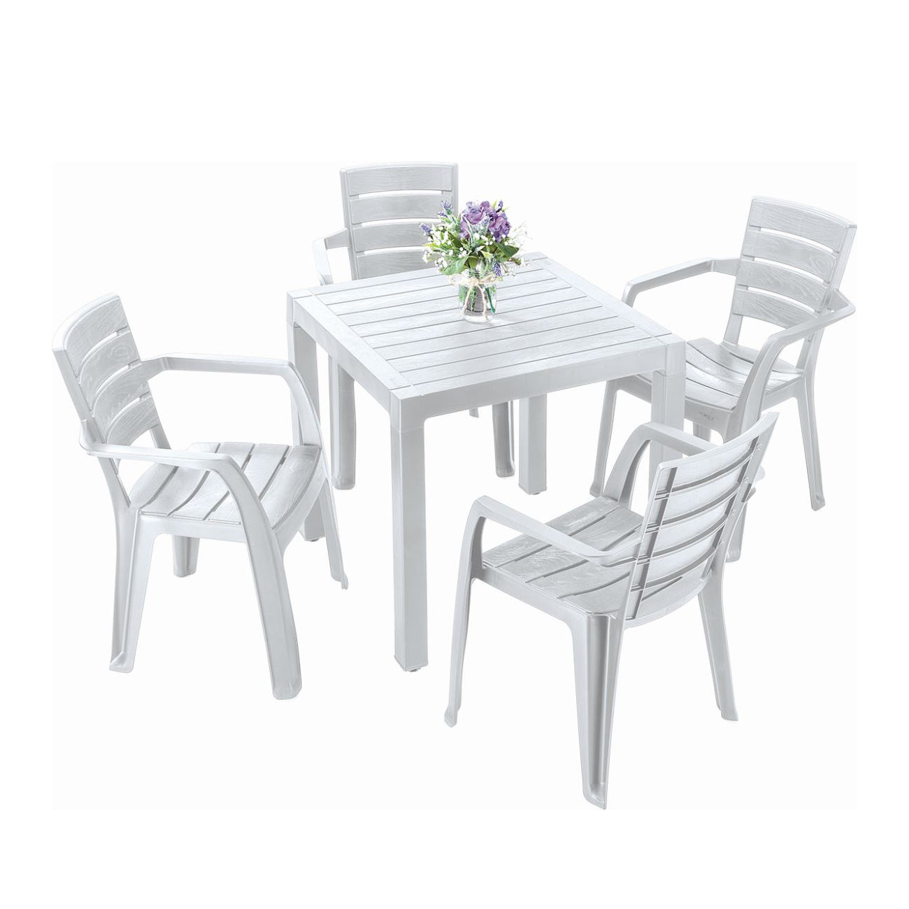 Combo Barú: Mesa + 4 Sillas con Brazos Gris Hielo / Rimax - imagen 1