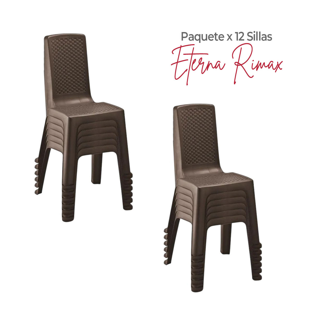 Paquete x 12 Sillas sin Brazos Eterna Wengue / Rimax - imagen 1