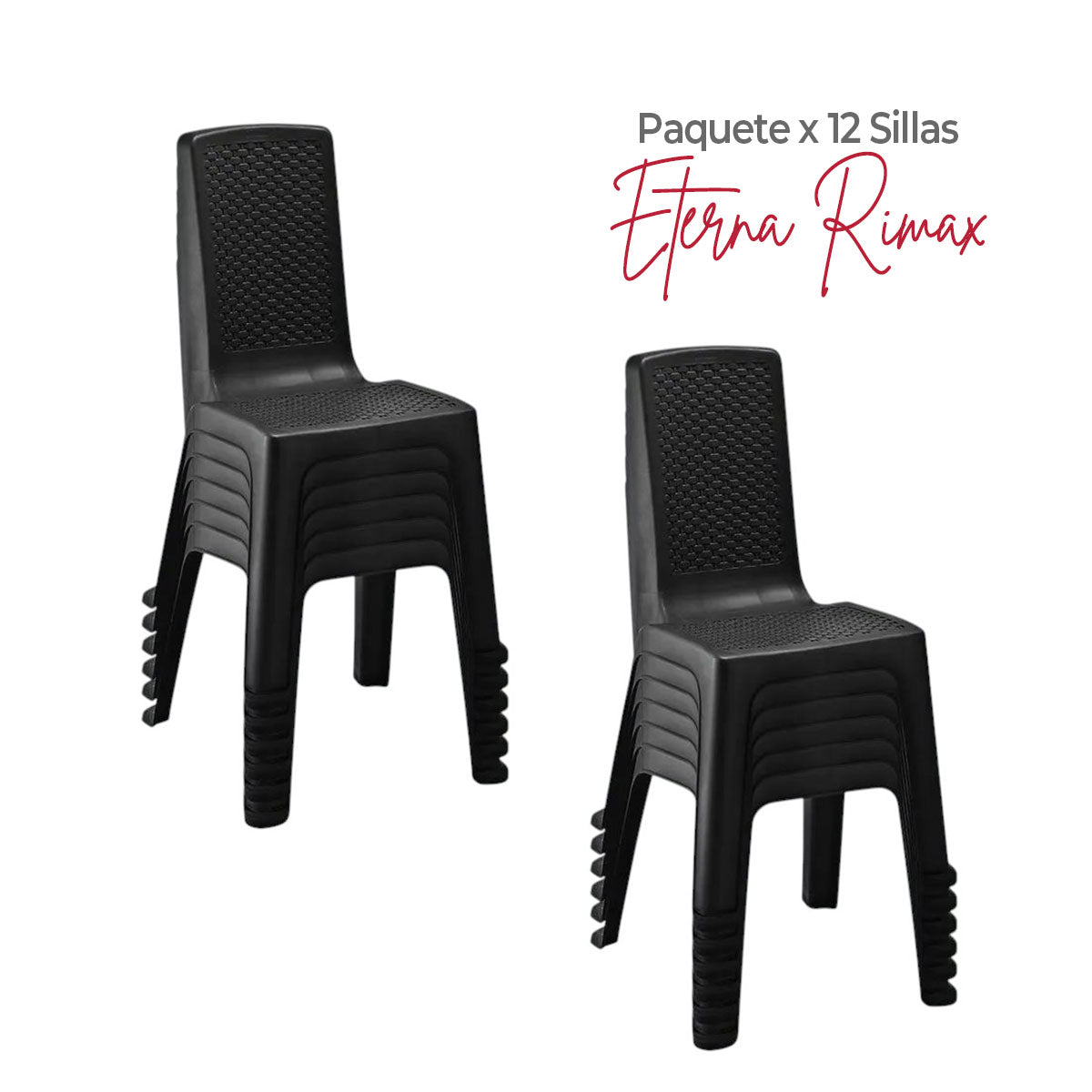 Paquete x 12 Sillas sin Brazos Eterna Negra / Rimax - imagen 1