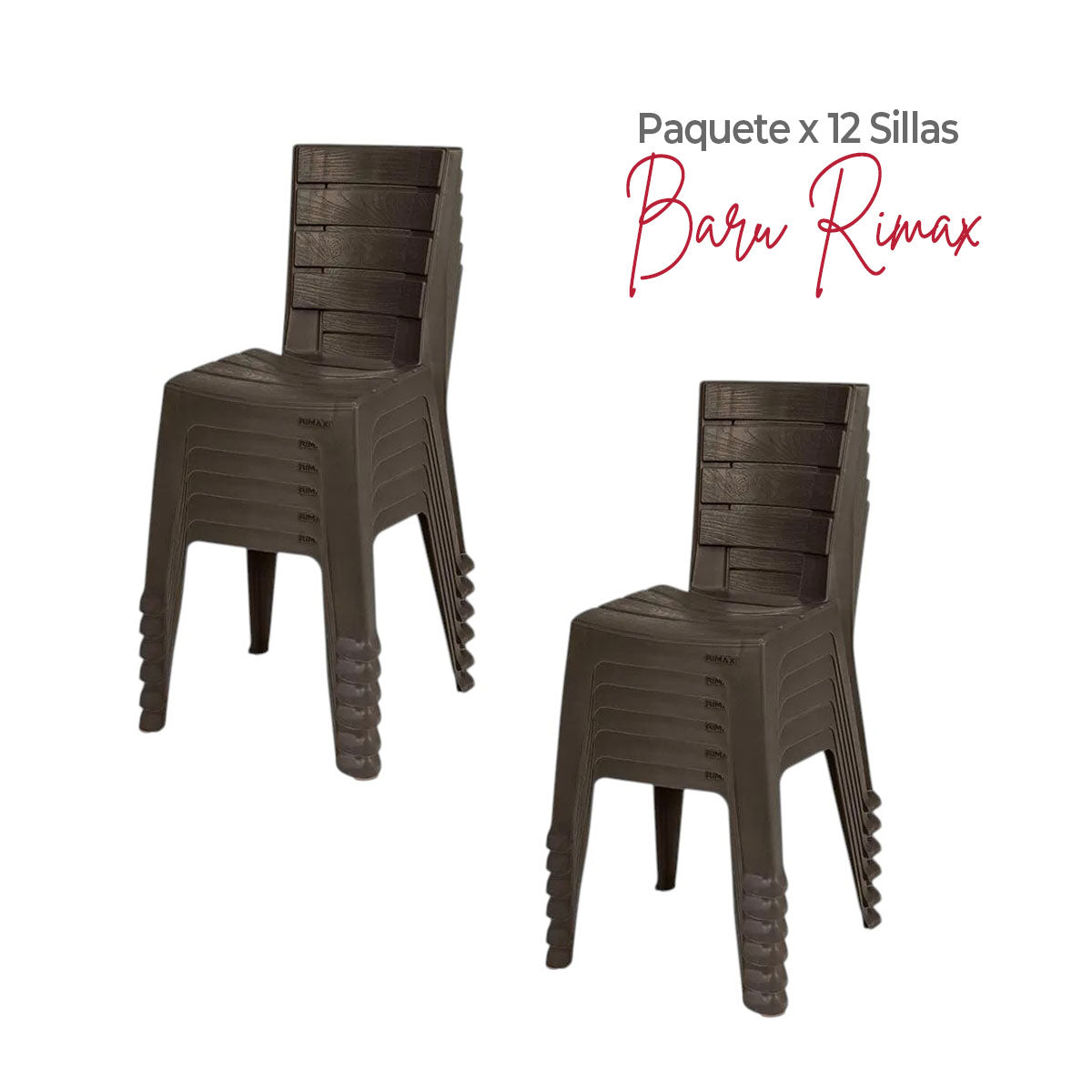 Paquete x 12 Sillas Sin Brazos Barú Wengue / Rimax - imagen 1