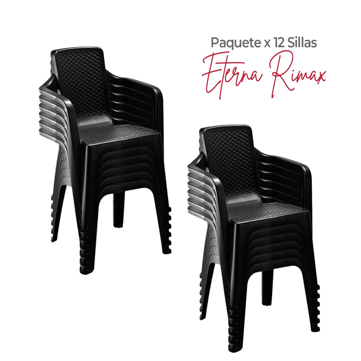 Paquete x 12 Sillas con Brazos Eterna Negra / Rimax - imagen 1