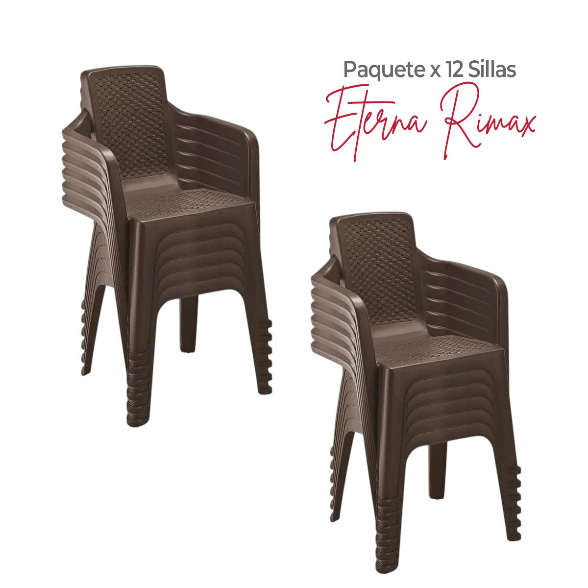 Paquete x 12 Sillas con Brazos Eterna Wengue / Rimax - imagen 1