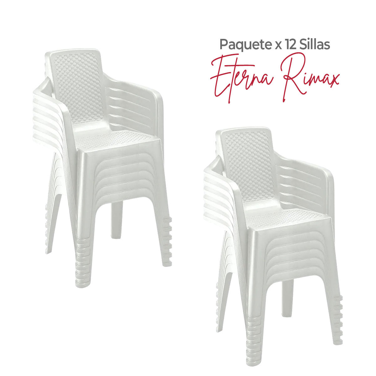 Paquete x 12 Sillas con Brazos Eterna Blanco Arena / Rimax - imagen 1