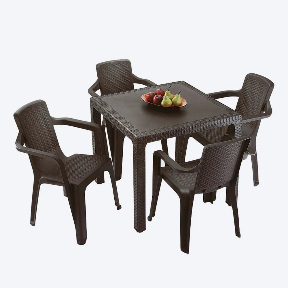Combo Rimax Eterna Wengue 4 Sillas con Brazos + Mesa - imagen 1