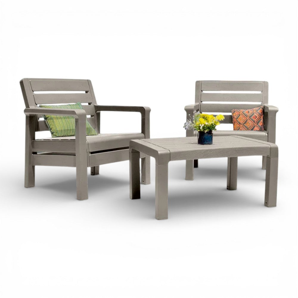 Combo Balcón: 2 Sillones + Mesa Gris Cemento / Rimax - imagen 1