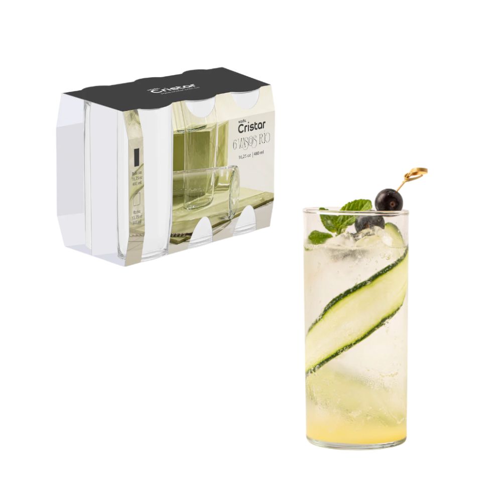 Set x 6 Vasos Bebidas Rio 16.25 oz / Cristar - imagen 1
