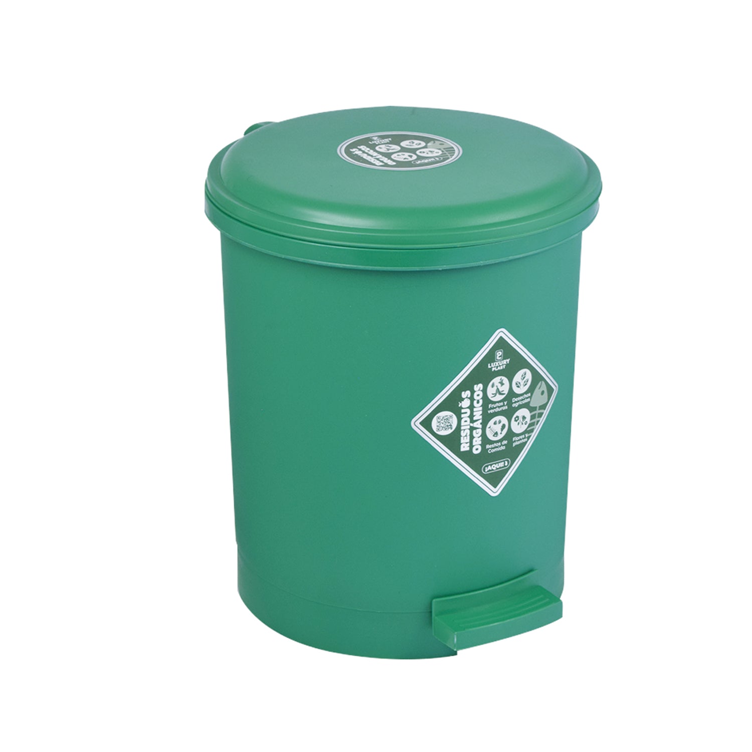 Papelera Pedal Redonda 13 litros Verde / Luxury Plast - imagen 1