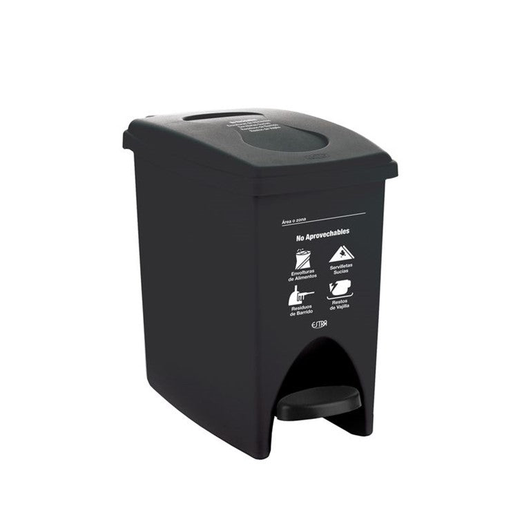 Papelera Clásica Pedal 10 Litros Negro / Estra - imagen 1