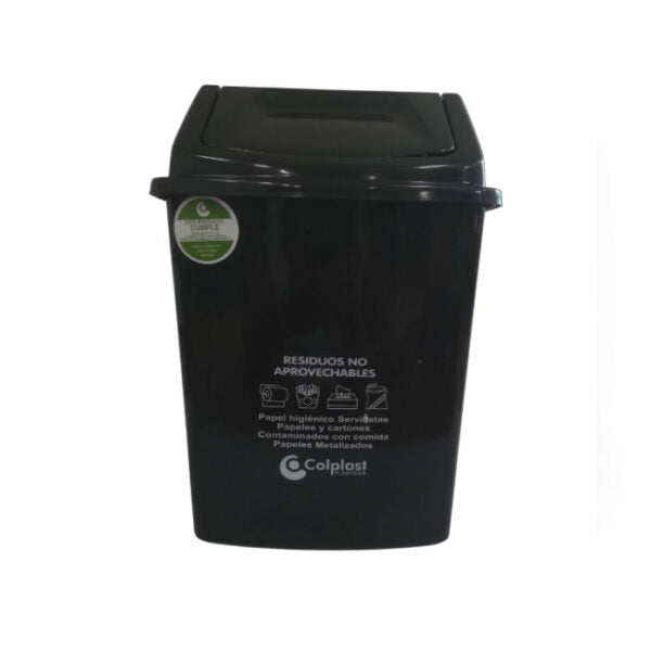 Papelera Vaiven Negra 7 Litros / Colplast - imagen 1