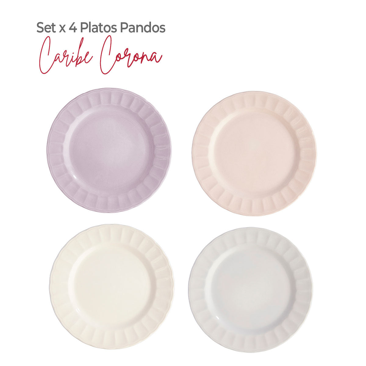 Set x 4 Platos Pandos 24.3 cm Caribe / Corona - imagen 1