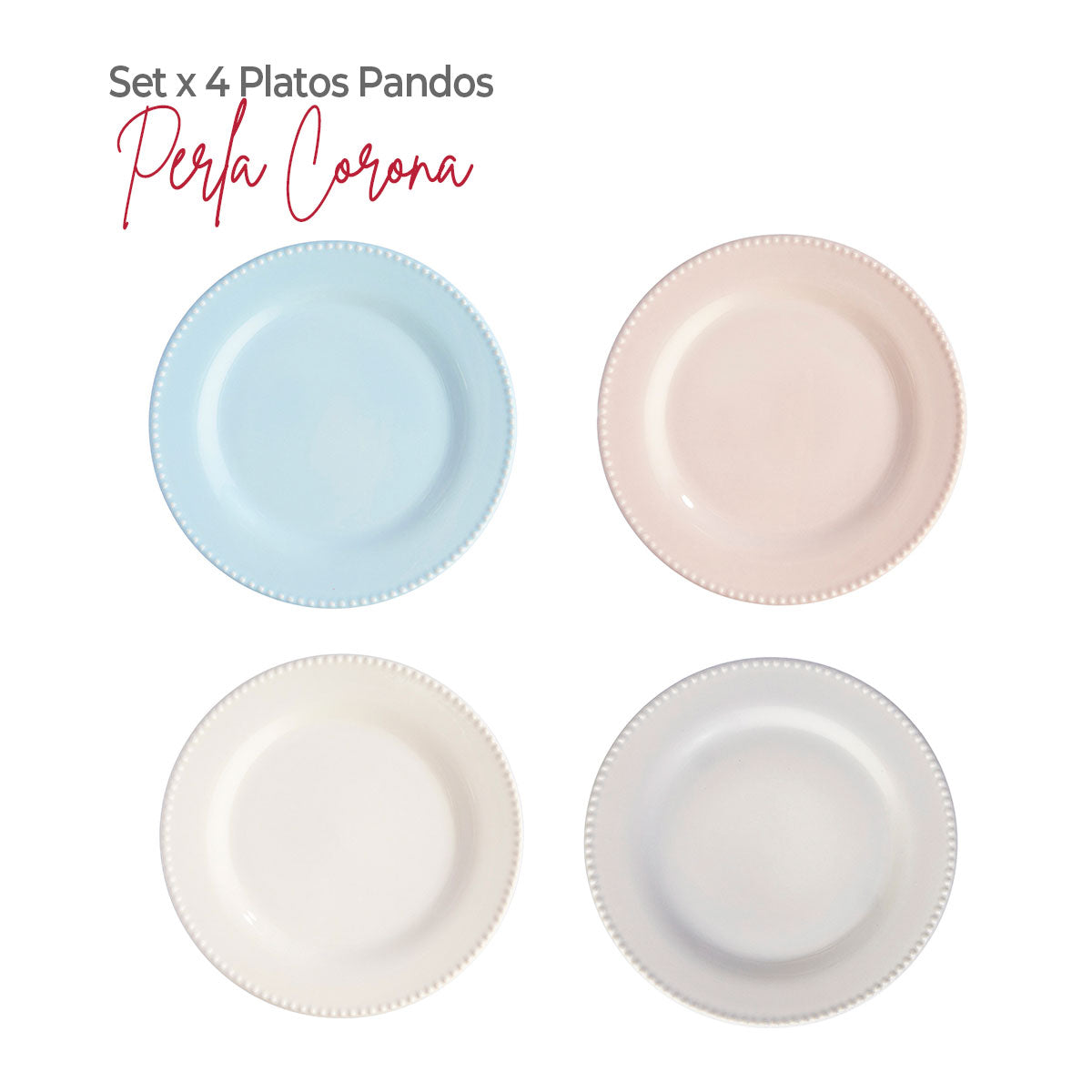 Set x 4 Platos Pandos 24.3 cm Perla / Corona - imagen 1