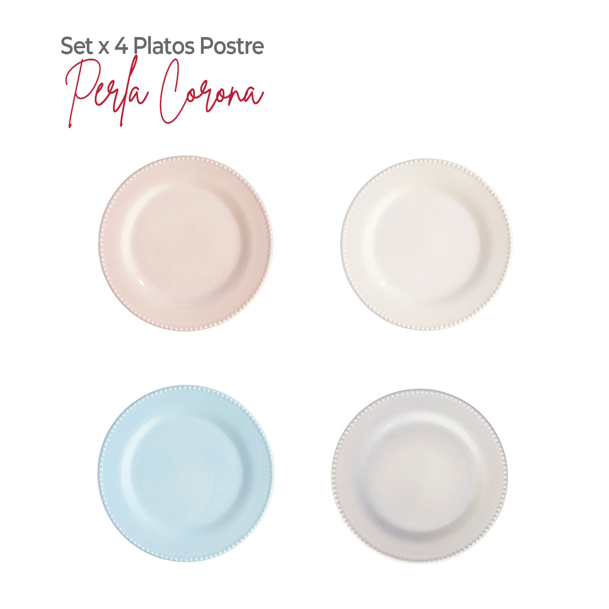 Set x 4 Platos Postre 20.1 cm Perla / Corona - imagen 1