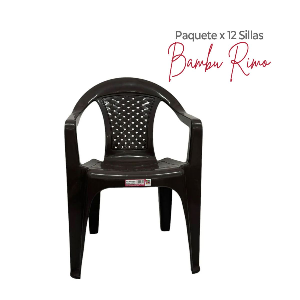 Paquete x 12 Sillas con Brazos Bambú Wengue / Rimoplásticas - imagen 1