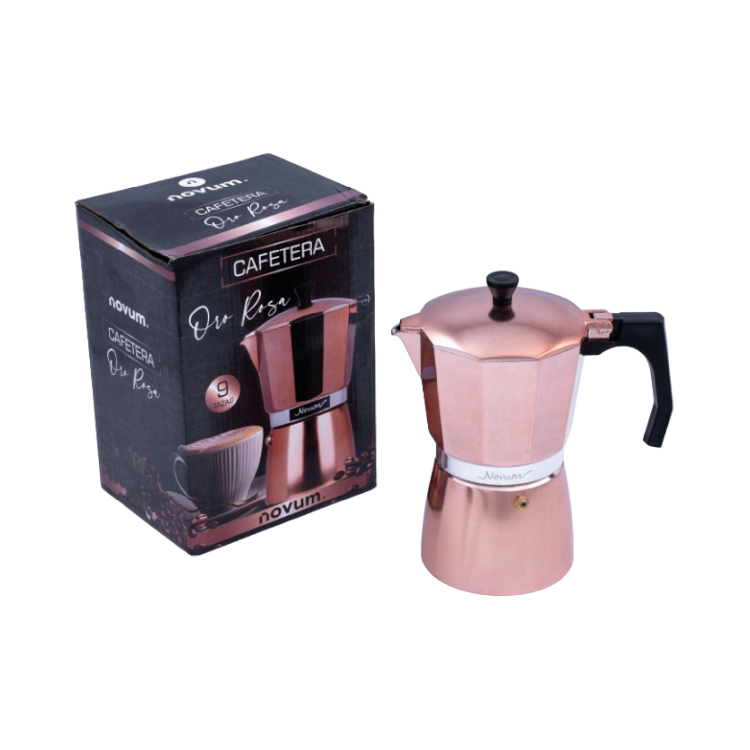 Cafetera Italiana 9 Tazas Oro Rosa / Novum - imagen 1